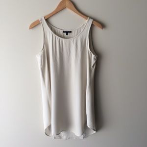 Eileen Fisher Scoop Neck Silk Shell Tunic "Bone"